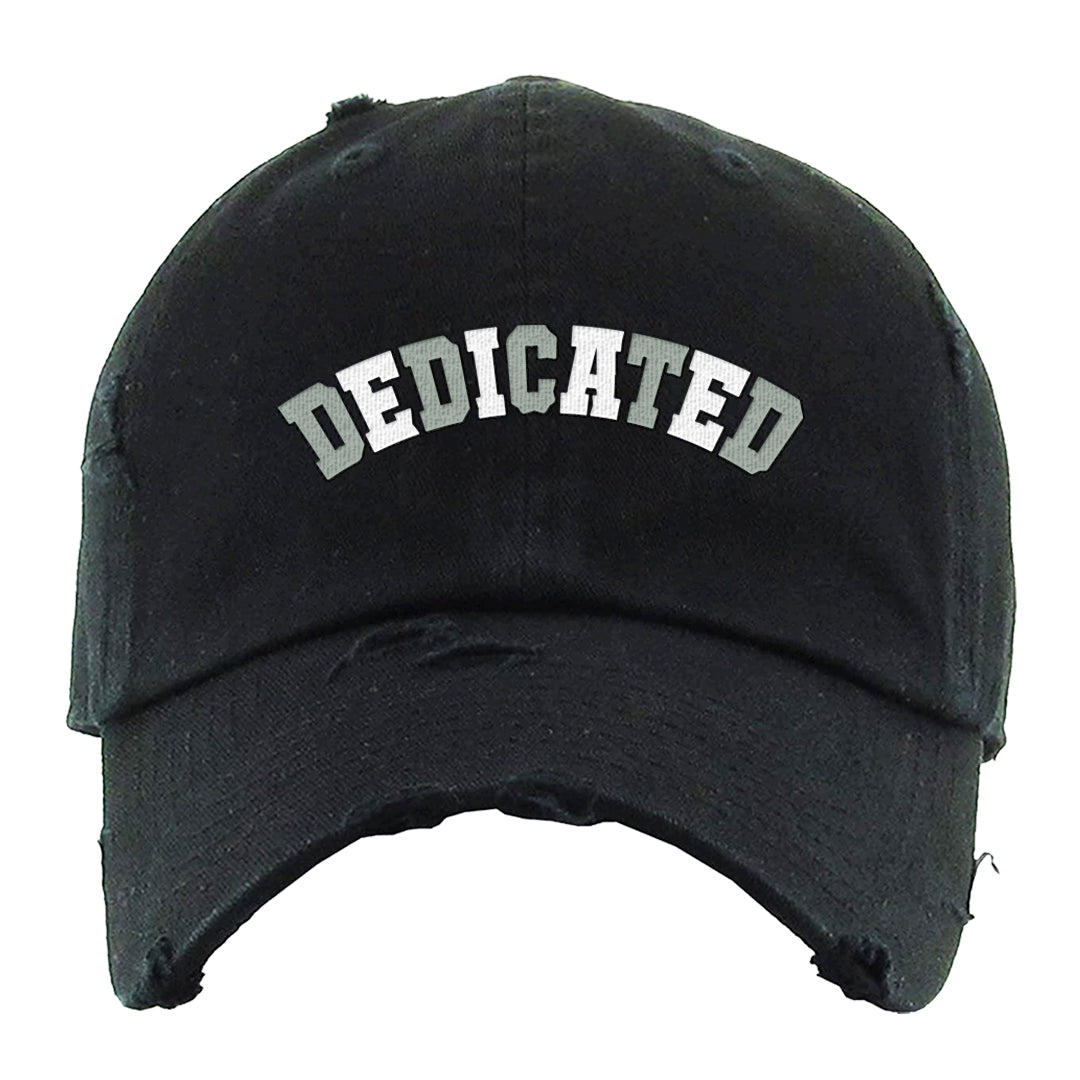 Split Grey White Black Low 1s Distressed Dad Hat | Dedicated, Black