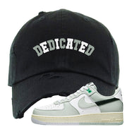 Split Grey White Black Low 1s Distressed Dad Hat | Dedicated, Black