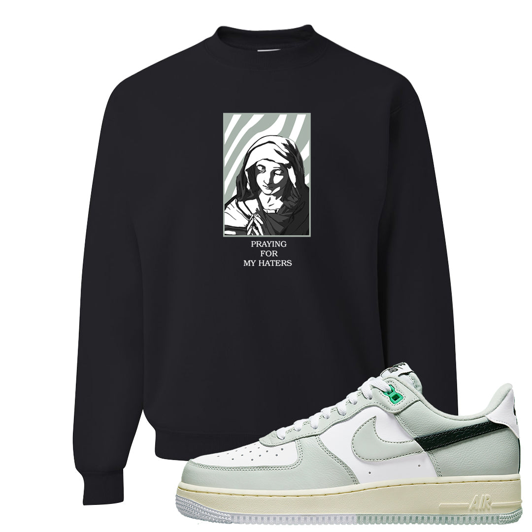 Split Grey White Black Low 1s Crewneck Sweatshirt | God Told Me, Black