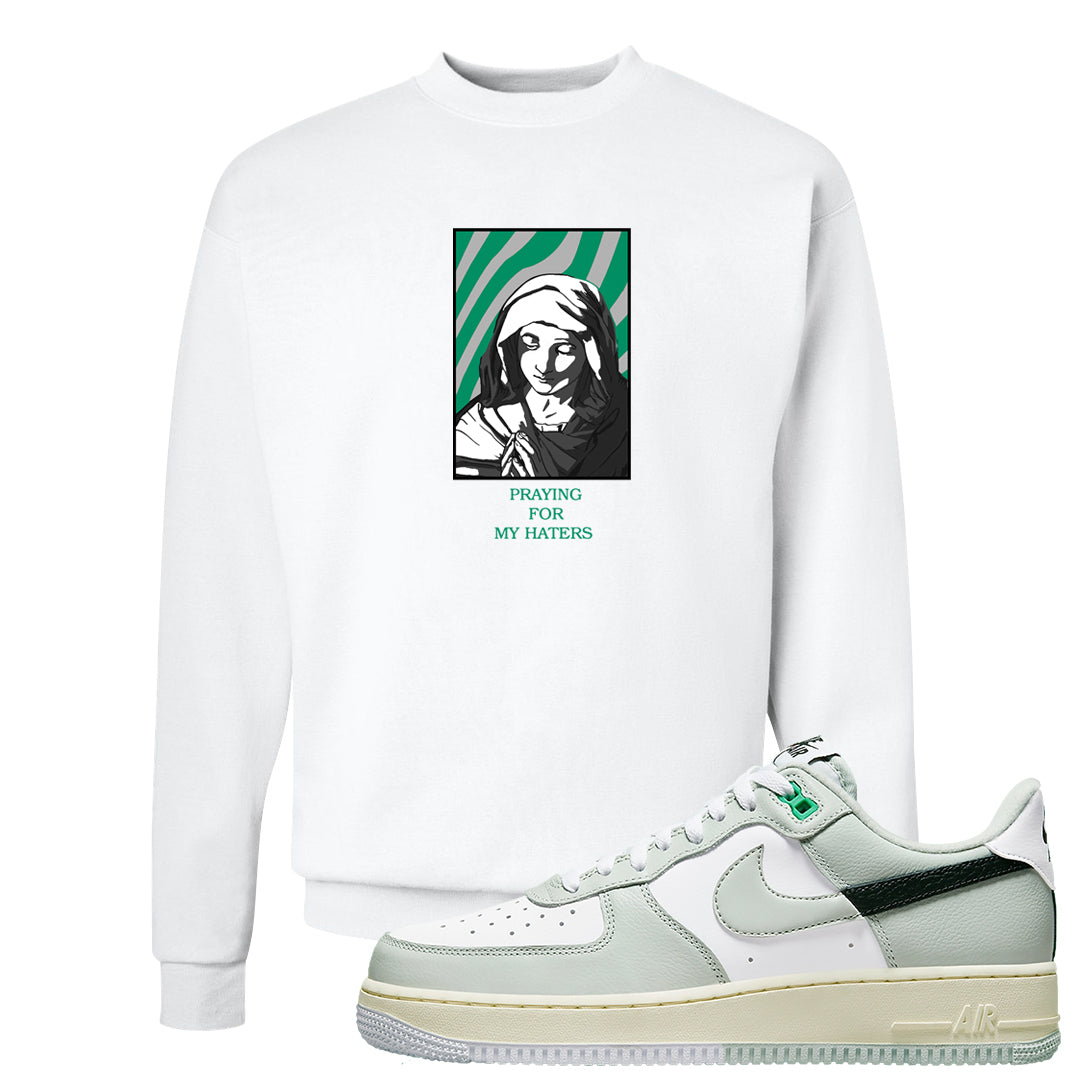 Split Grey White Black Low 1s Crewneck Sweatshirt | God Told Me, White