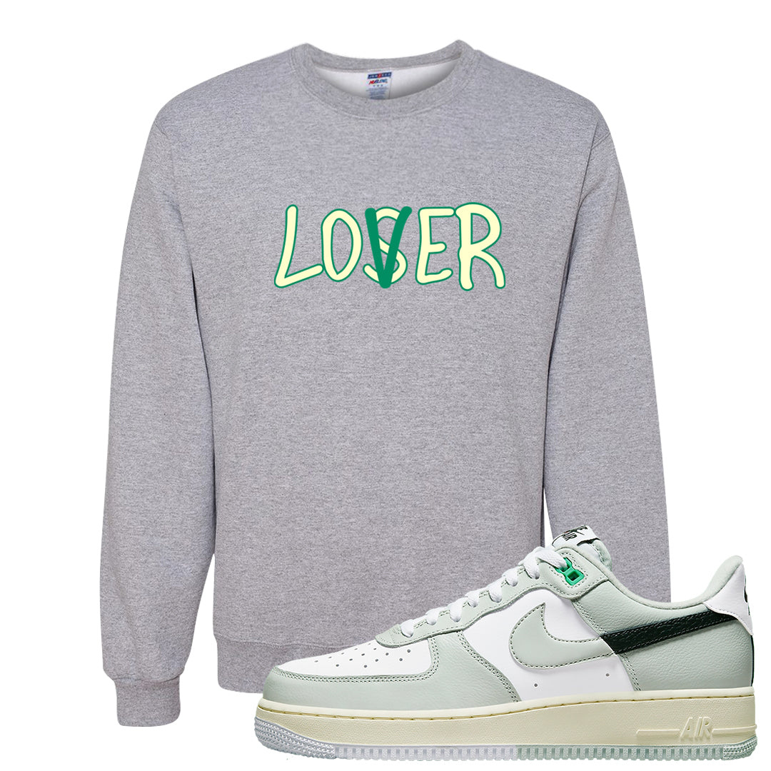 Split Grey White Black Low 1s Crewneck Sweatshirt | Lover, Ash