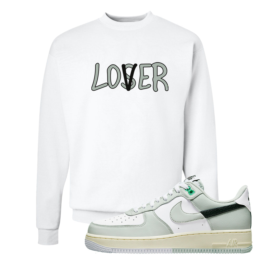 Split Grey White Black Low 1s Crewneck Sweatshirt | Lover, White