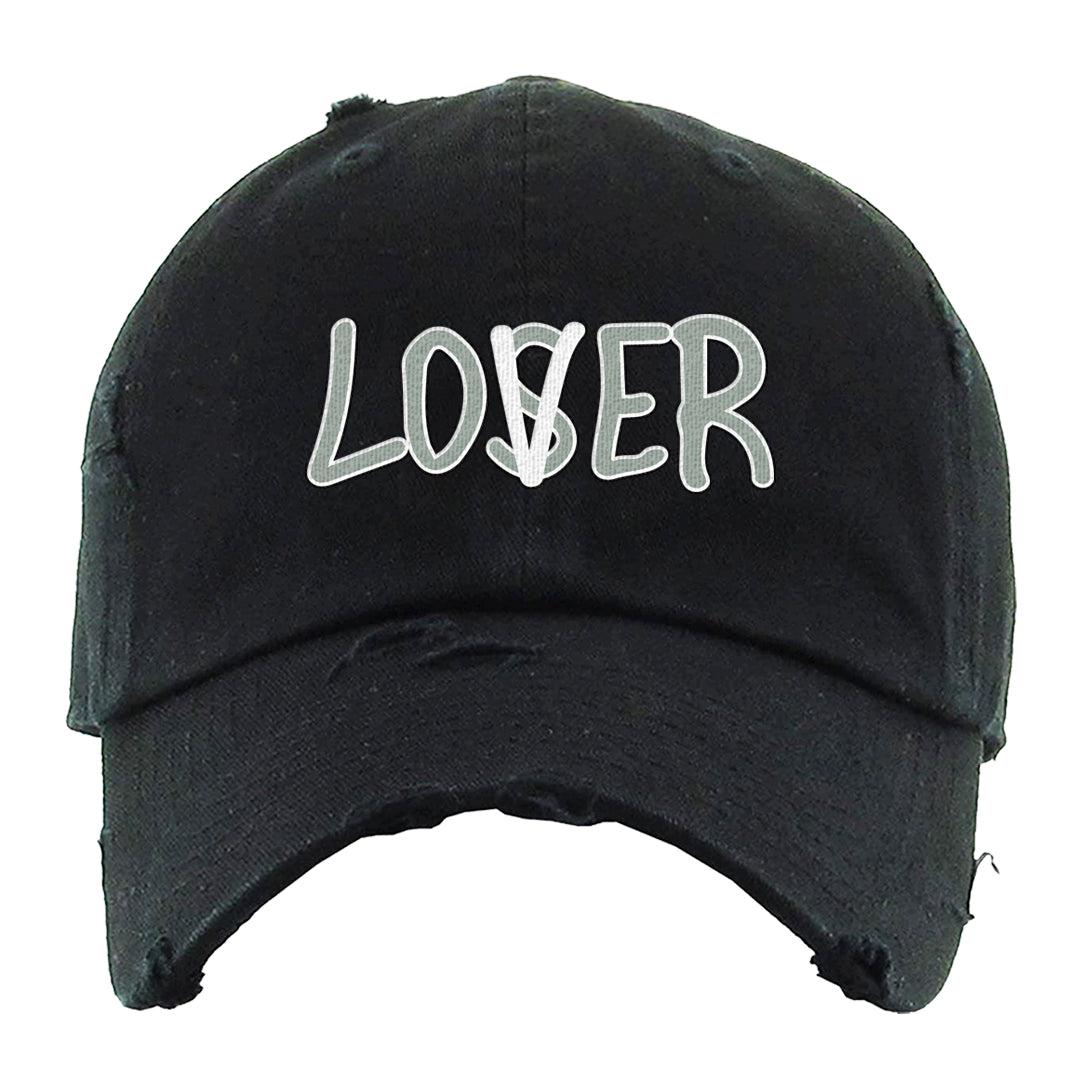 Split Grey White Black Low 1s Distressed Dad Hat | Lover, Black