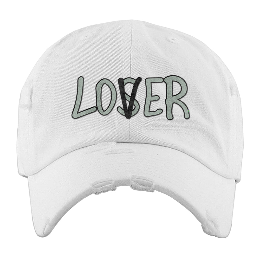 Split Grey White Black Low 1s Distressed Dad Hat | Lover, White