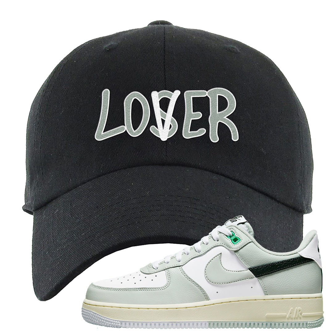 Split Grey White Black Low 1s Dad Hat | Lover, Black