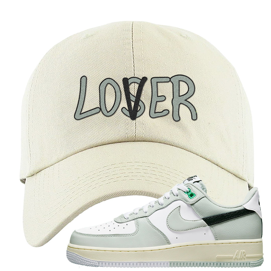 Split Grey White Black Low 1s Dad Hat | Lover, White