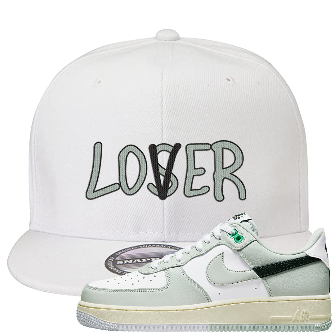 Split Grey White Black Low 1s Snapback Hat | Lover, White