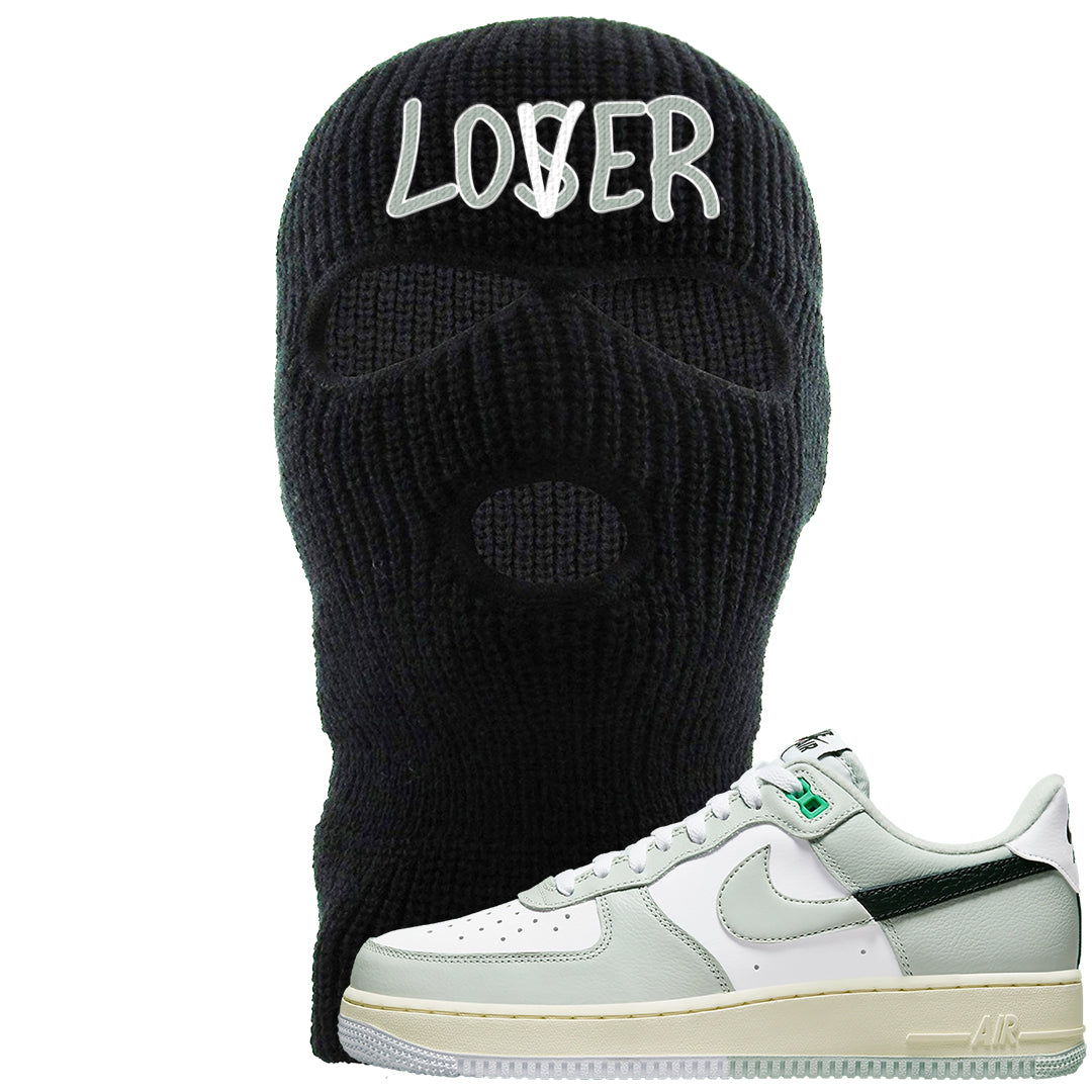 Split Grey White Black Low 1s Ski Mask | Lover, Black