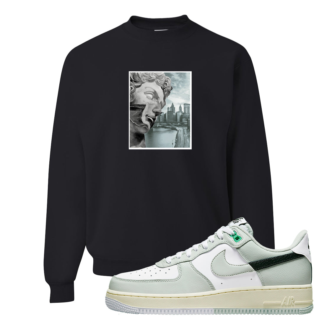 Split Grey White Black Low 1s Crewneck Sweatshirt | Miguel, Black