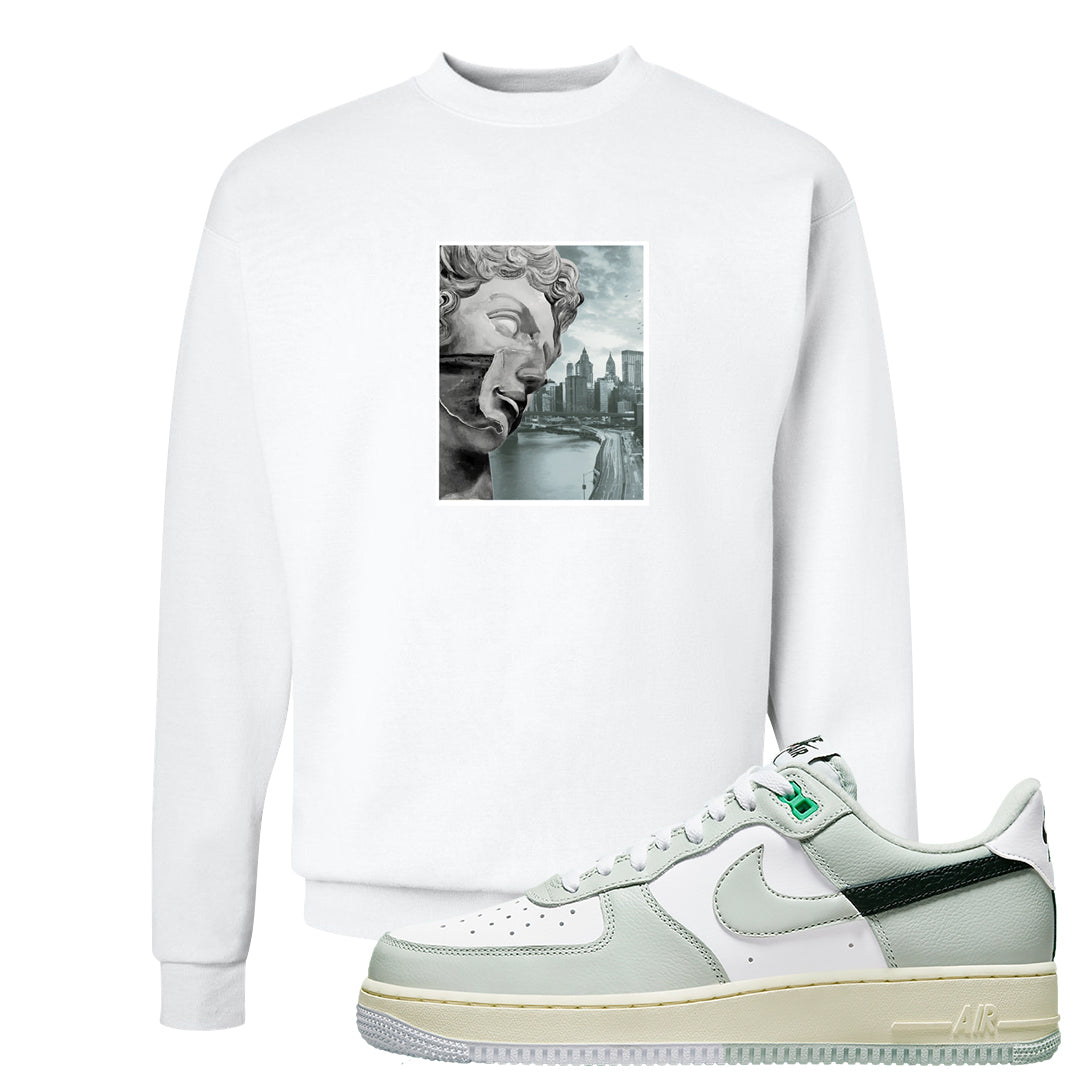 Split Grey White Black Low 1s Crewneck Sweatshirt | Miguel, White