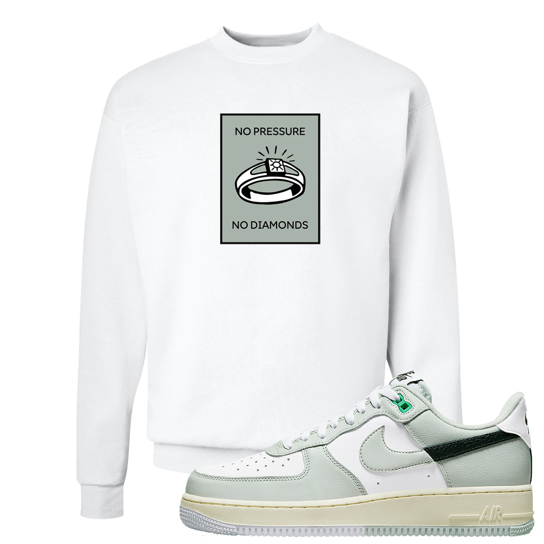 Split Grey White Black Low 1s Crewneck Sweatshirt | No Pressure No Diamond, White