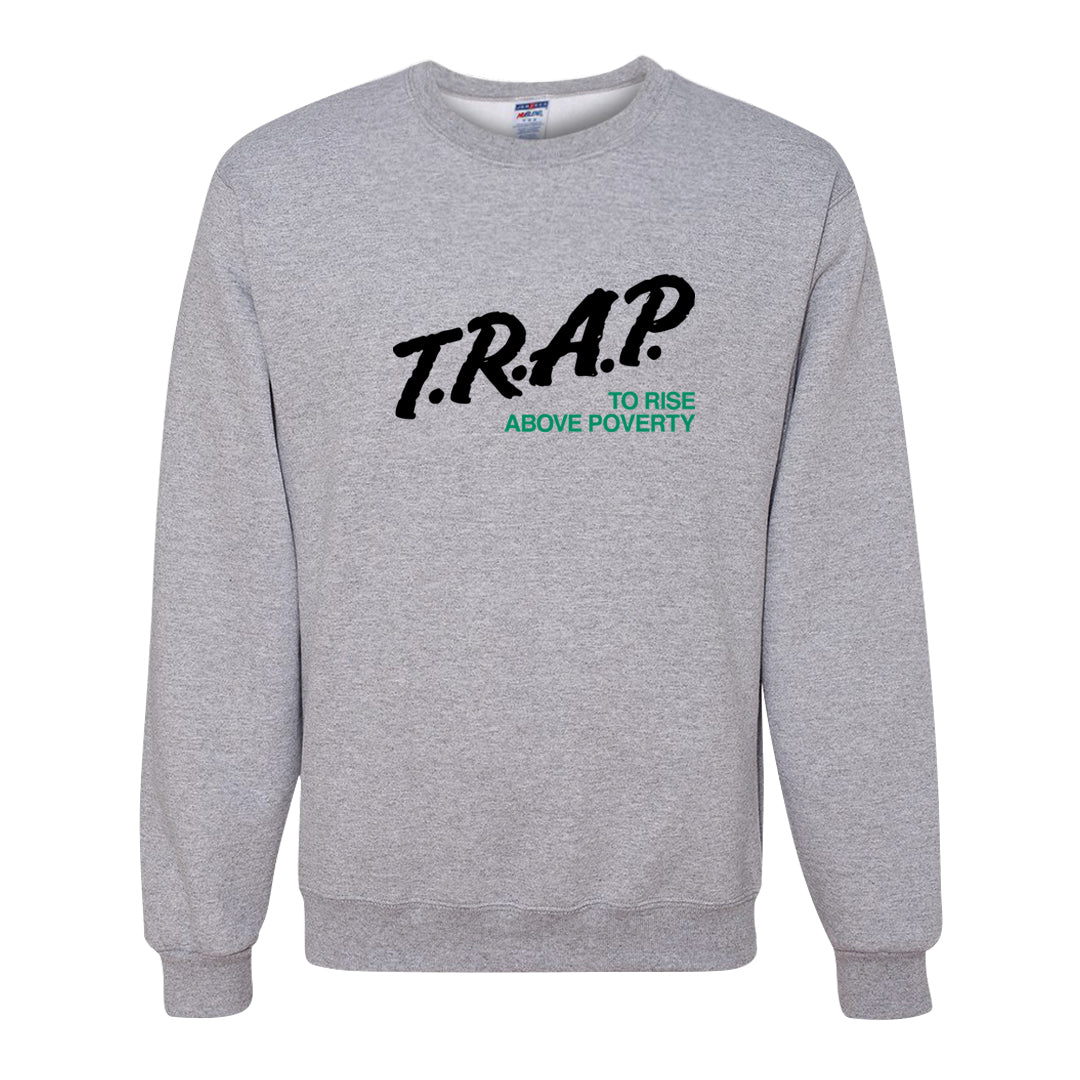 Split Grey White Black Low 1s Crewneck Sweatshirt | Trap To Rise Above Poverty, Ash