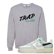 Split Grey White Black Low 1s Crewneck Sweatshirt | Trap To Rise Above Poverty, Ash