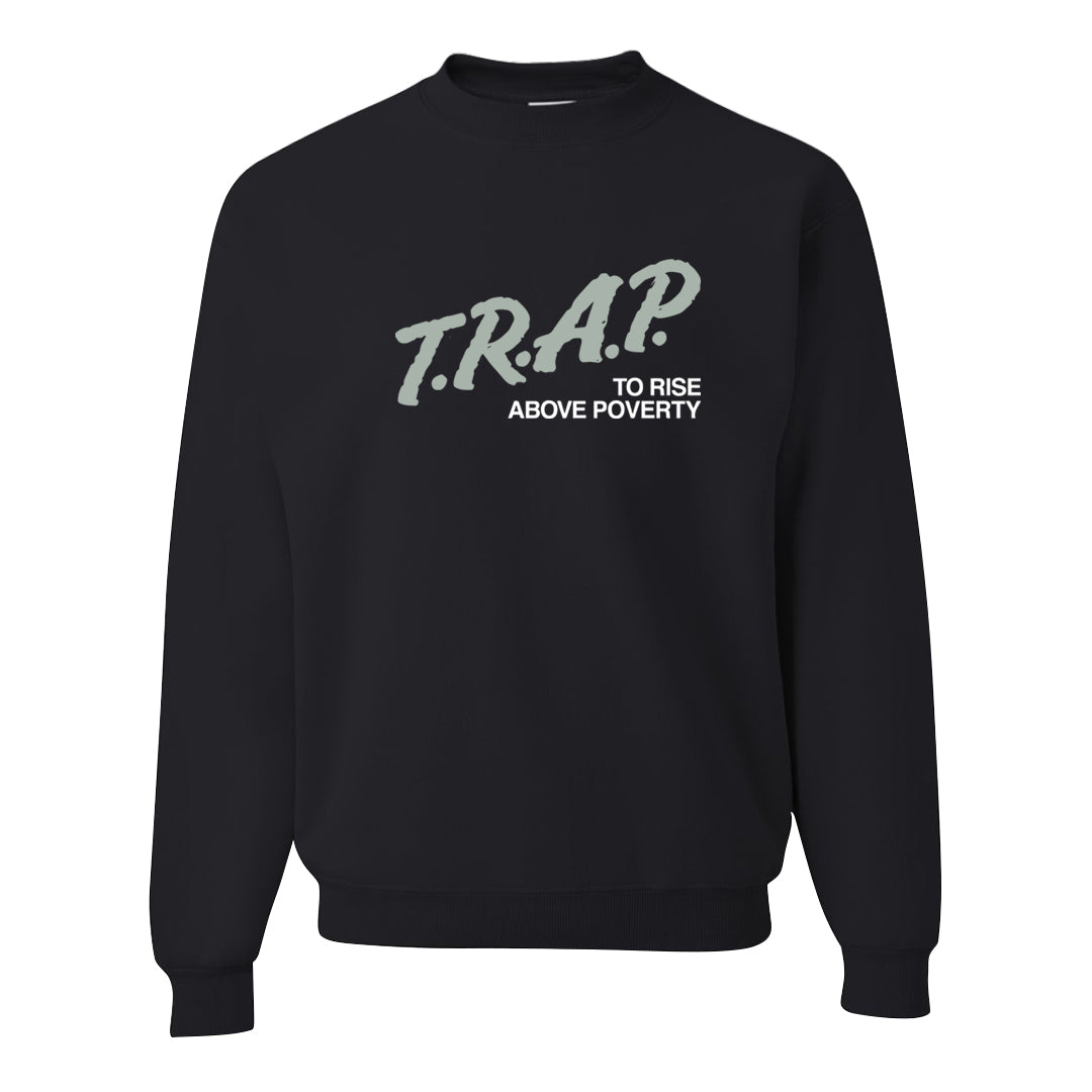 Split Grey White Black Low 1s Crewneck Sweatshirt | Trap To Rise Above Poverty, Black