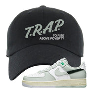 Split Grey White Black Low 1s Dad Hat | Trap To Rise Above Poverty, Black