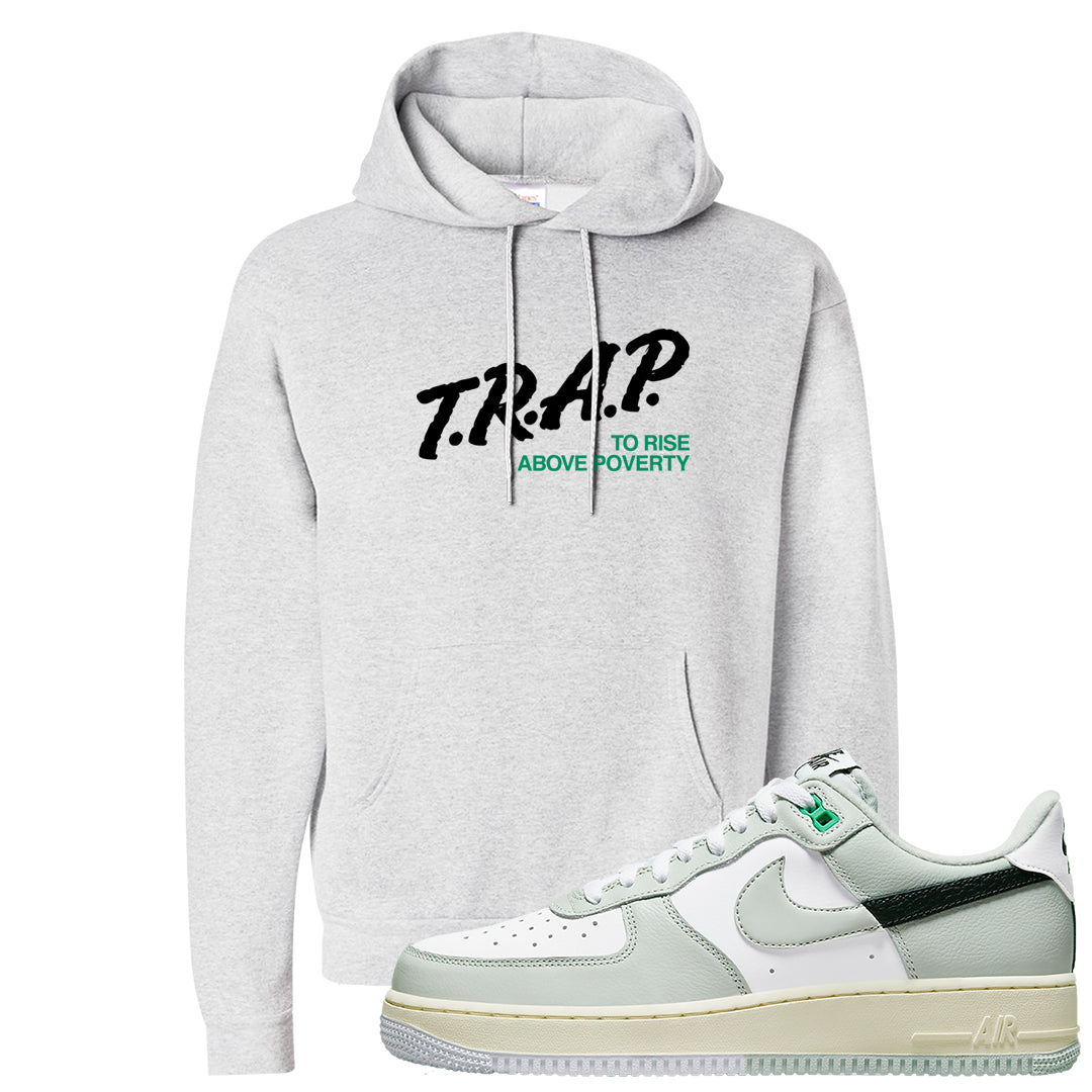 Split Grey White Black Low 1s Hoodie | Trap To Rise Above Poverty, Ash