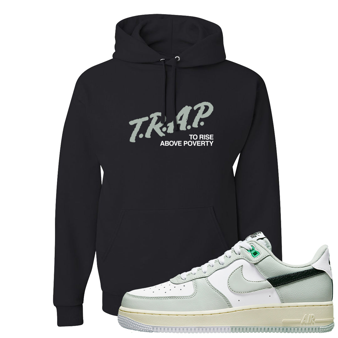 Split Grey White Black Low 1s Hoodie | Trap To Rise Above Poverty, Black