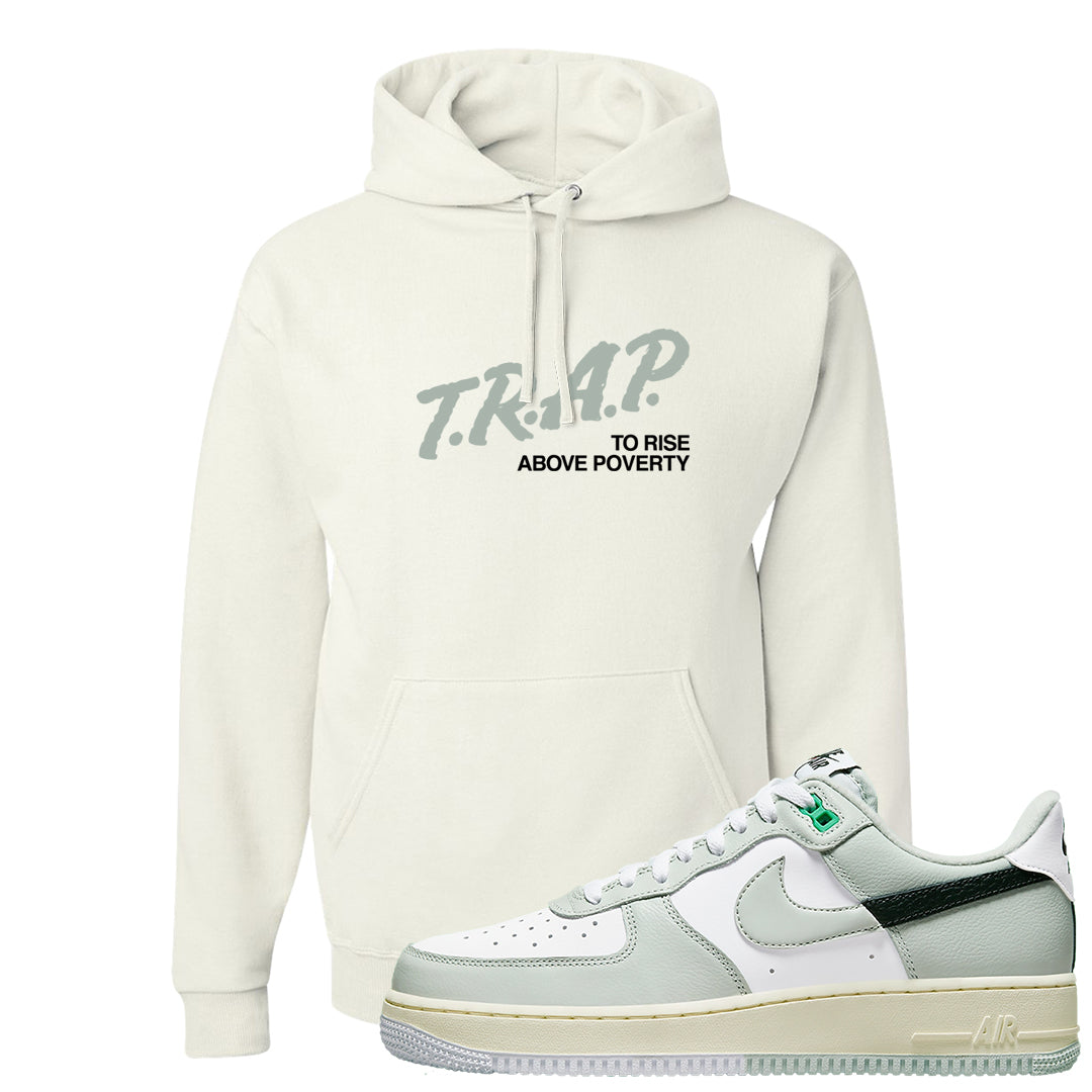 Split Grey White Black Low 1s Hoodie | Trap To Rise Above Poverty, White