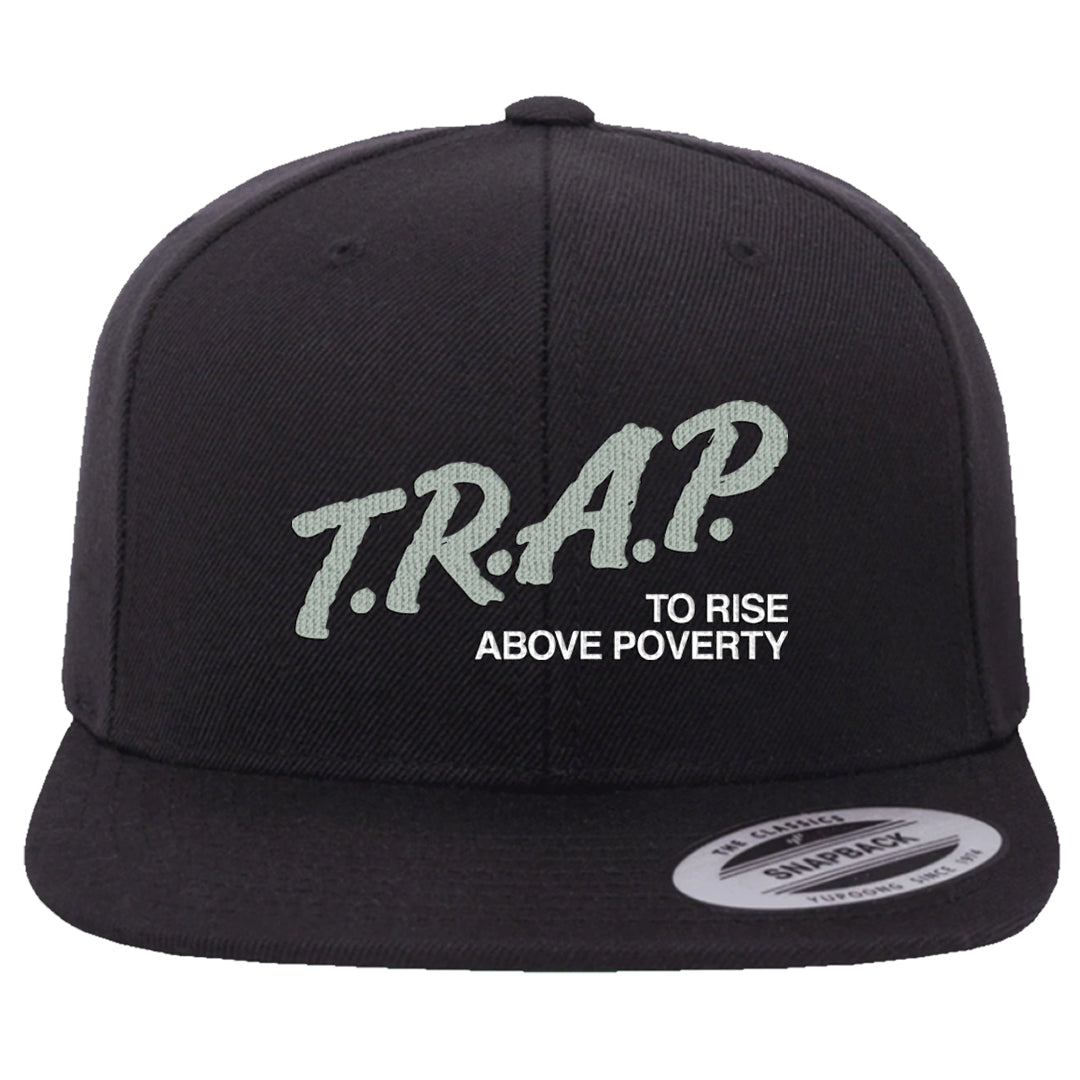 Split Grey White Black Low 1s Snapback Hat | Trap To Rise Above Poverty, Black