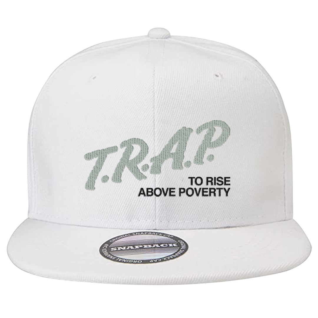 Split Grey White Black Low 1s Snapback Hat | Trap To Rise Above Poverty, White