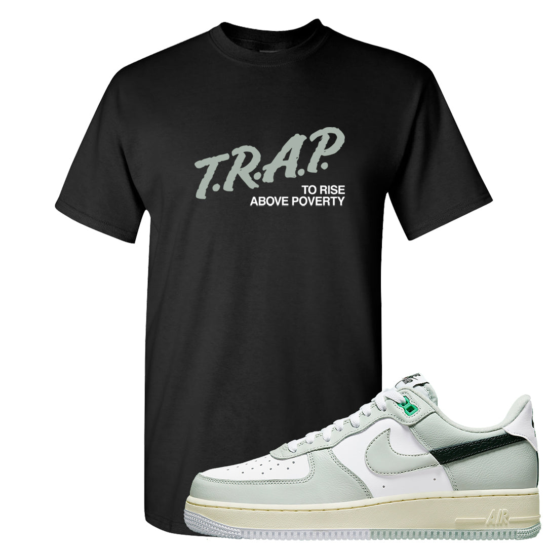 Split Grey White Black Low 1s T Shirt | Trap To Rise Above Poverty, Black