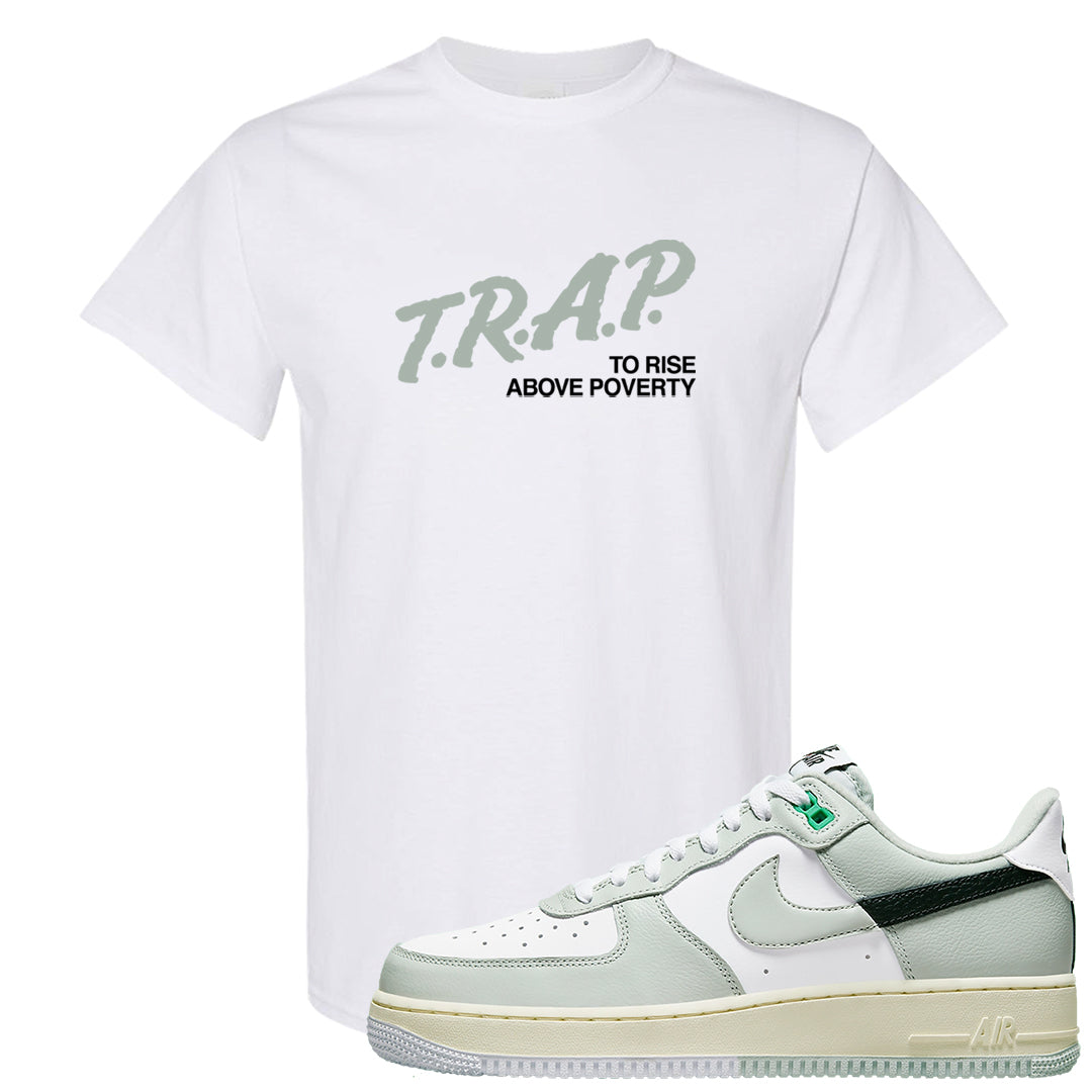 Split Grey White Black Low 1s T Shirt | Trap To Rise Above Poverty, White