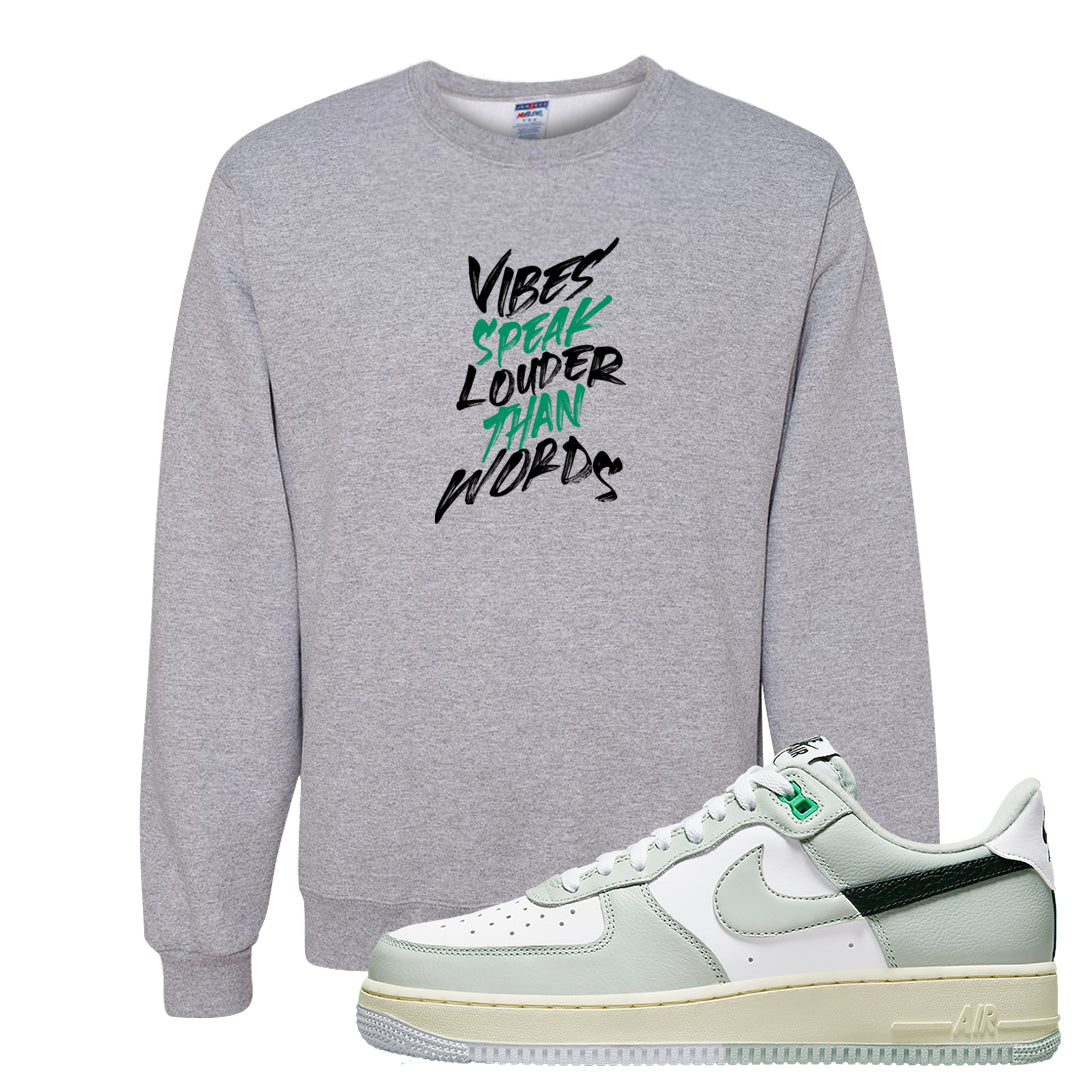 Split Grey White Black Low 1s Crewneck Sweatshirt | Vibes Speak Louder Than Words, Ash