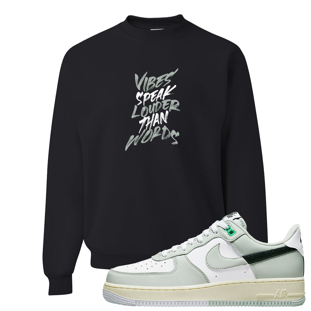 Split Grey White Black Low 1s Crewneck Sweatshirt | Vibes Speak Louder Than Words, Black