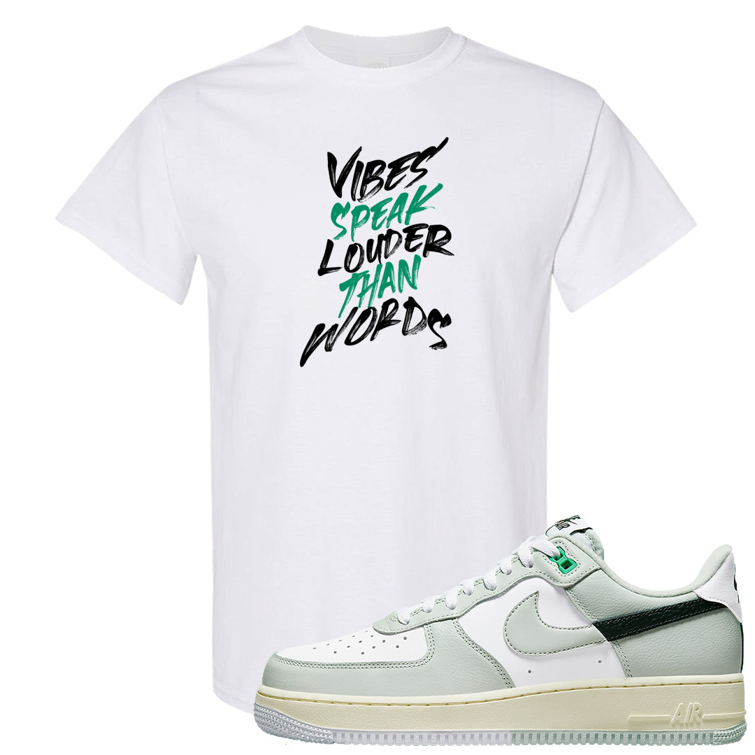 Split Grey White Black Low 1s T Shirt | Vibes Speak Louder Than Words, White
