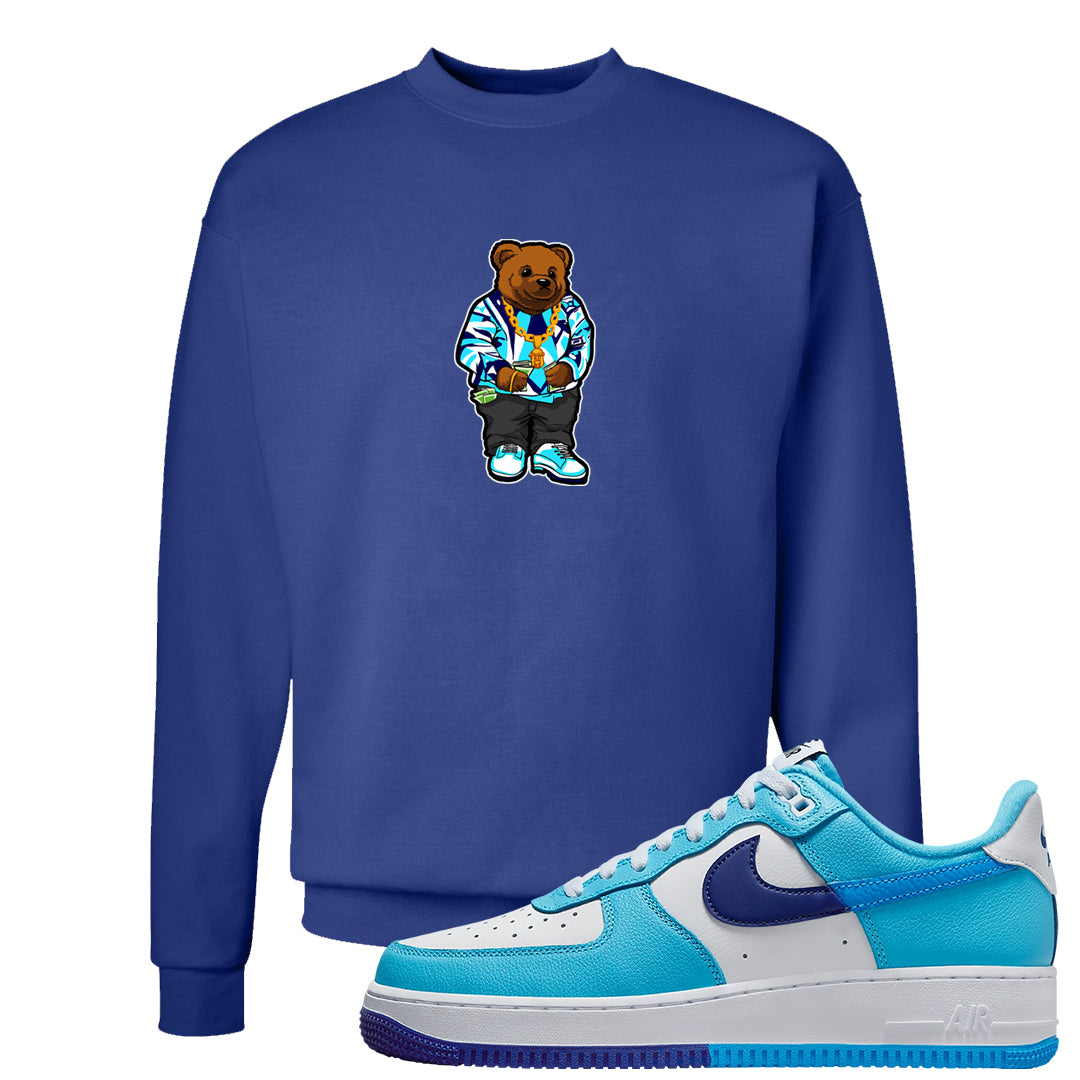 Split Light Photo Blue Low 1s Crewneck Sweatshirt | Sweater Bear, Deep Royal