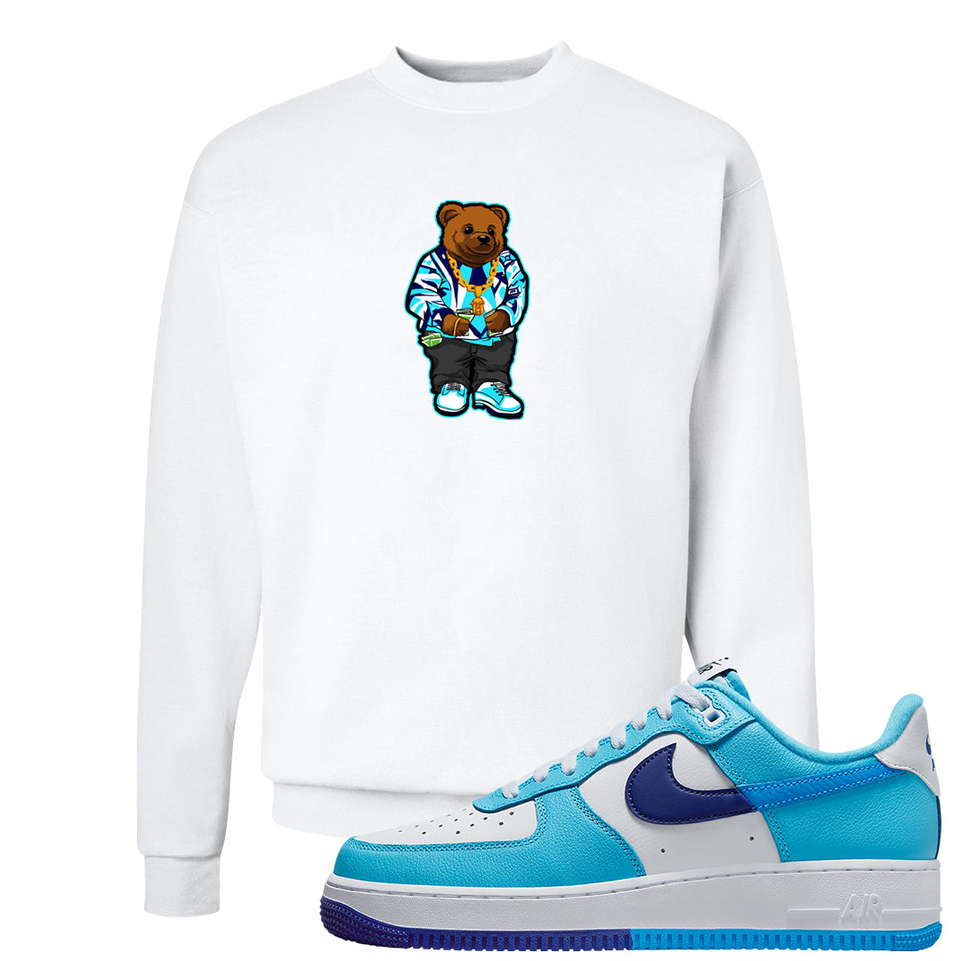 Split Light Photo Blue Low 1s Crewneck Sweatshirt | Sweater Bear, White