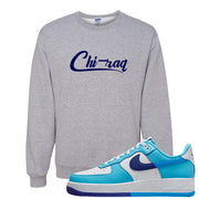 Split Light Photo Blue Low 1s Crewneck Sweatshirt | Chiraq, Ash