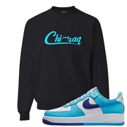 Split Light Photo Blue Low 1s Crewneck Sweatshirt | Chiraq, Black