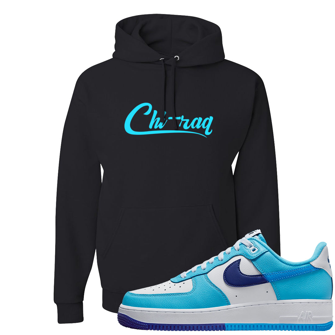 Split Light Photo Blue Low 1s Hoodie | Chiraq, Black