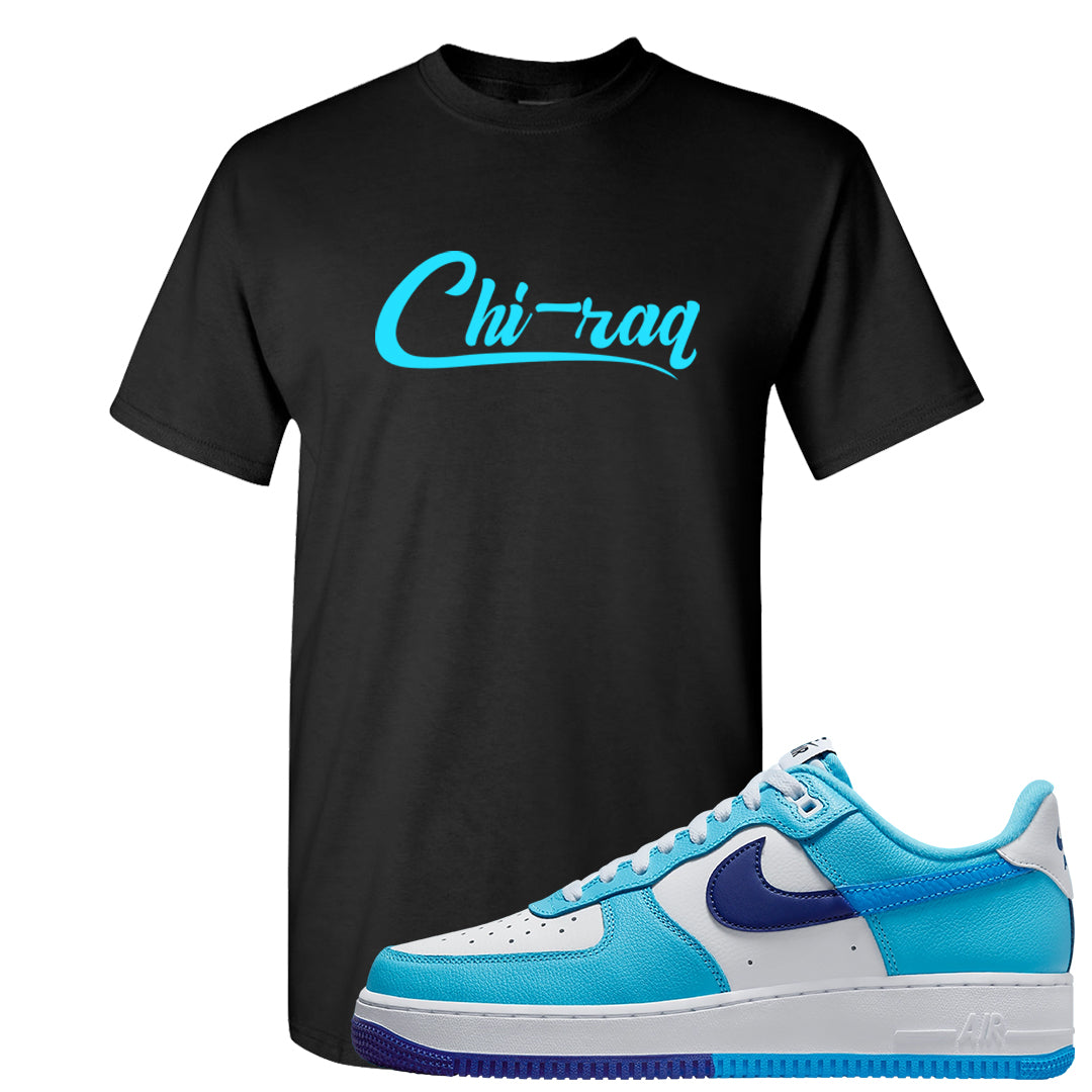 Split Light Photo Blue Low 1s T Shirt | Chiraq, Black