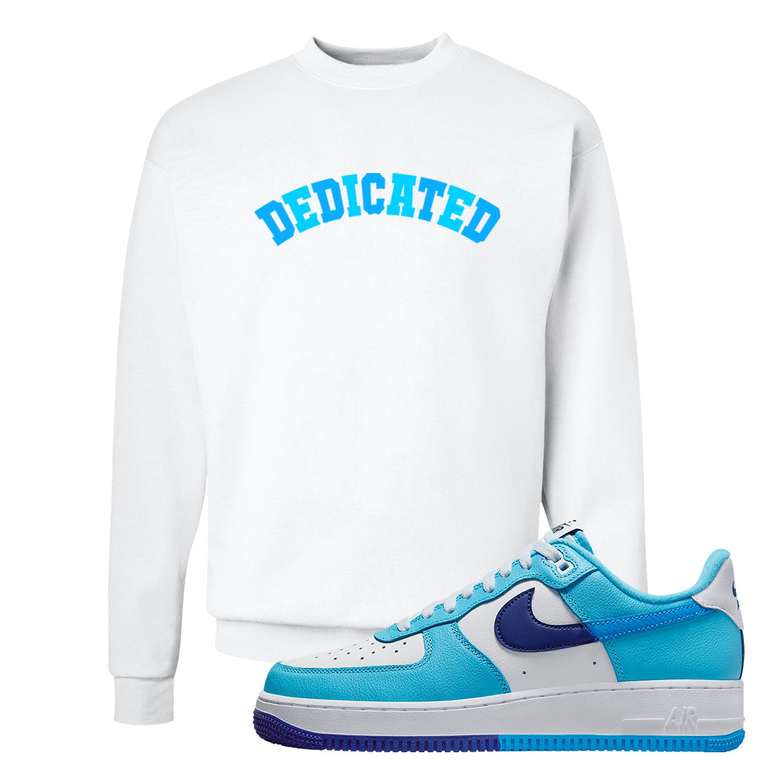 Split Light Photo Blue Low 1s Crewneck Sweatshirt | Dedicated, White