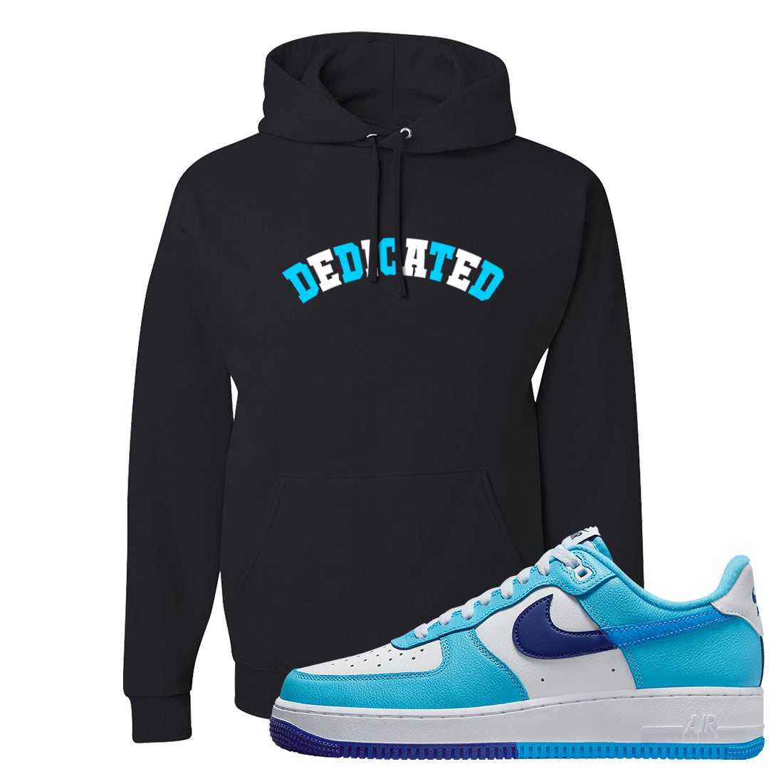 Split Light Photo Blue Low 1s Hoodie | Dedicated, Black