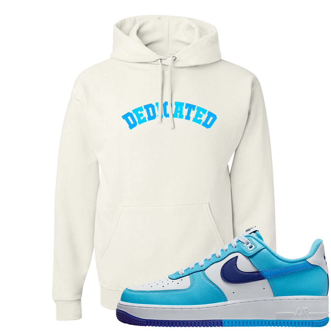 Split Light Photo Blue Low 1s Hoodie | Dedicated, White