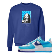 Split Light Photo Blue Low 1s Crewneck Sweatshirt | God Told Me, Deep Royal