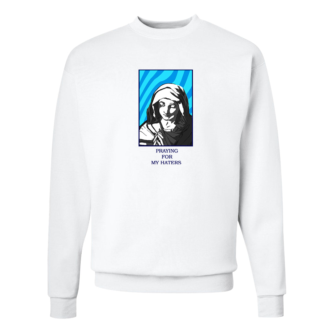 Split Light Photo Blue Low 1s Crewneck Sweatshirt | God Told Me, White