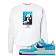 Split Light Photo Blue Low 1s Crewneck Sweatshirt | God Told Me, White