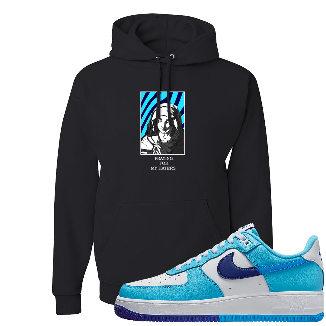 Split Light Photo Blue Low 1s Hoodie | God Told Me, Black