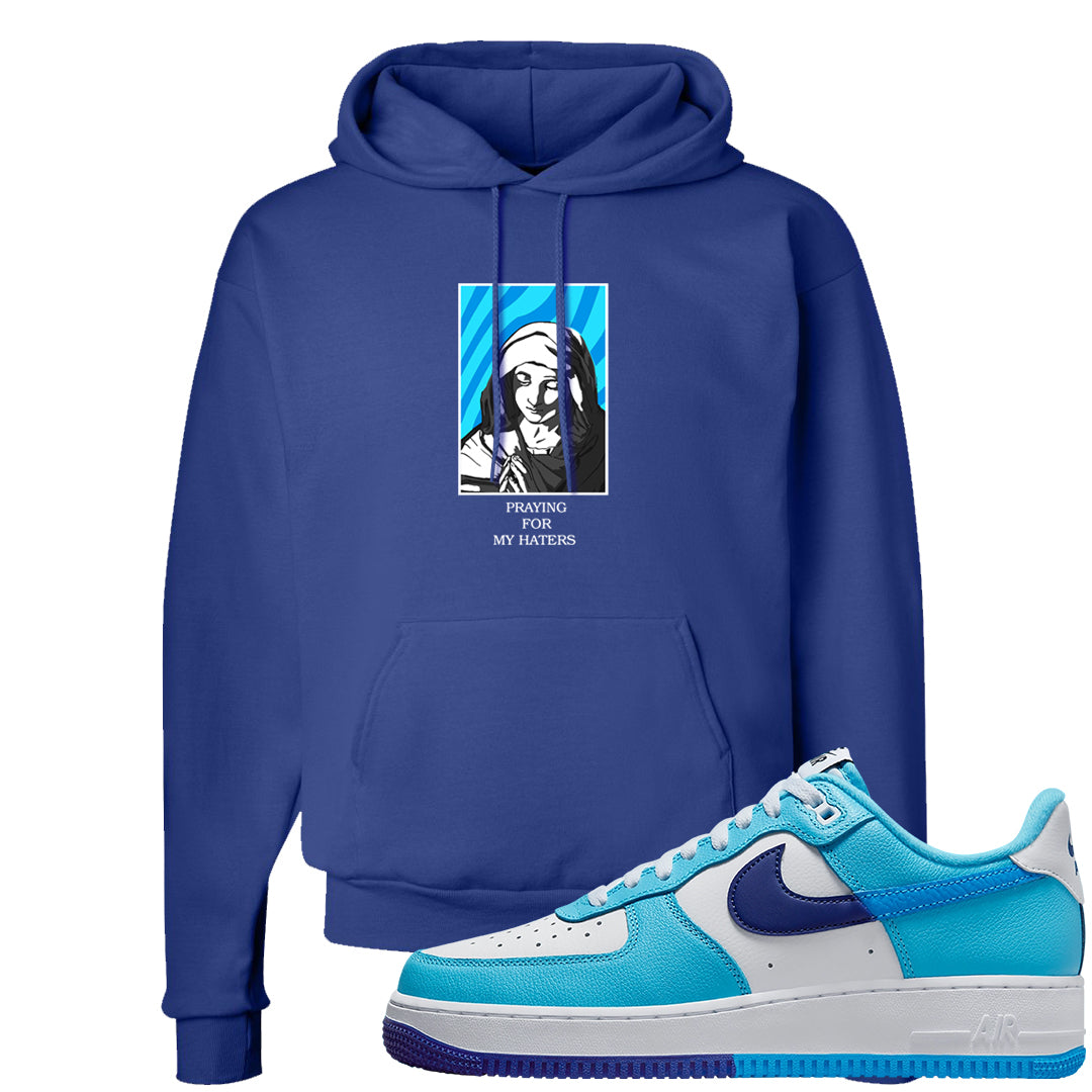 Split Light Photo Blue Low 1s Hoodie | God Told Me, Deep Royal