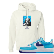 Split Light Photo Blue Low 1s Hoodie | God Told Me, White