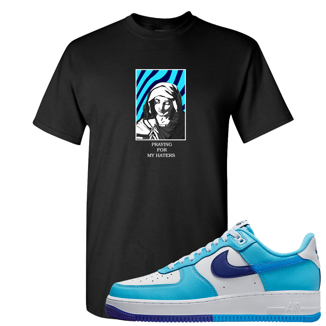 Split Light Photo Blue Low 1s T Shirt | God Told Me, Black