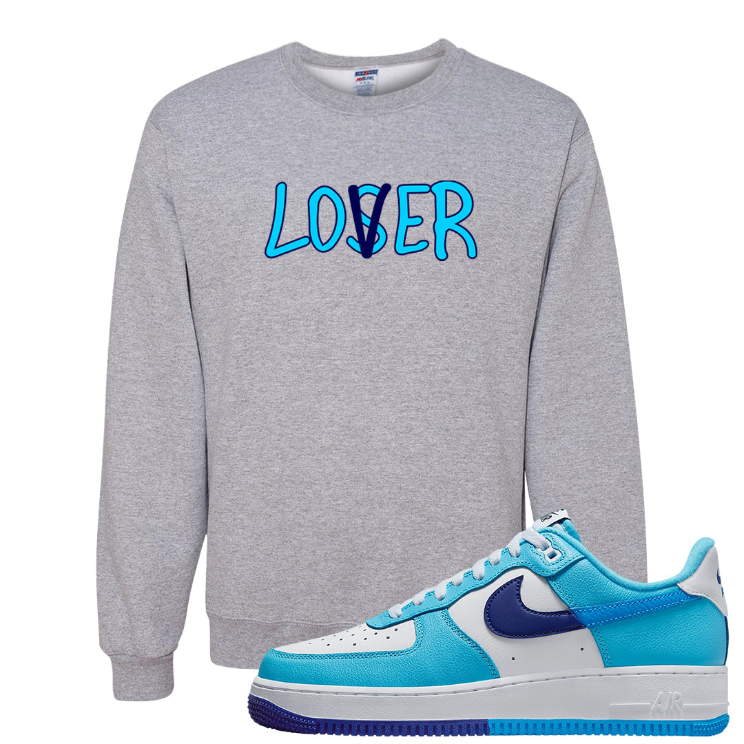 Split Light Photo Blue Low 1s Crewneck Sweatshirt | Lover, Ash