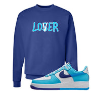 Split Light Photo Blue Low 1s Crewneck Sweatshirt | Lover, Deep Royal