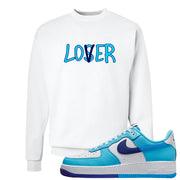 Split Light Photo Blue Low 1s Crewneck Sweatshirt | Lover, White