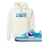 Split Light Photo Blue Low 1s Hoodie | Lover, White