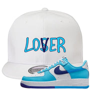 Split Light Photo Blue Low 1s Snapback Hat | Lover, White